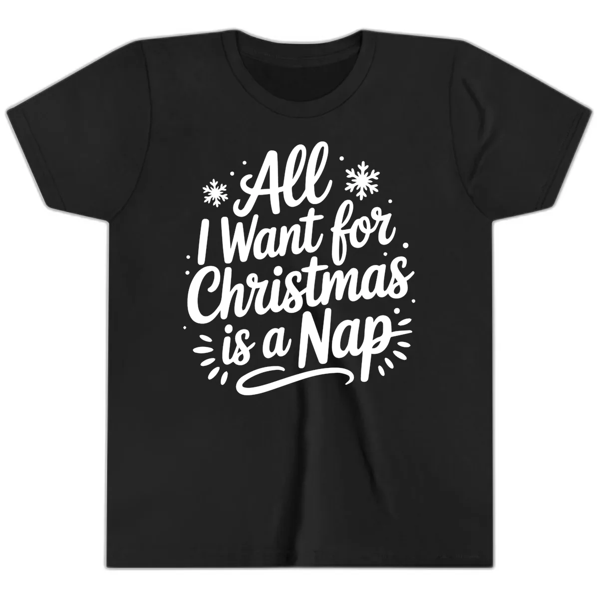 All I Want For Christmas Is A Nap Youth T-Shirt in Black